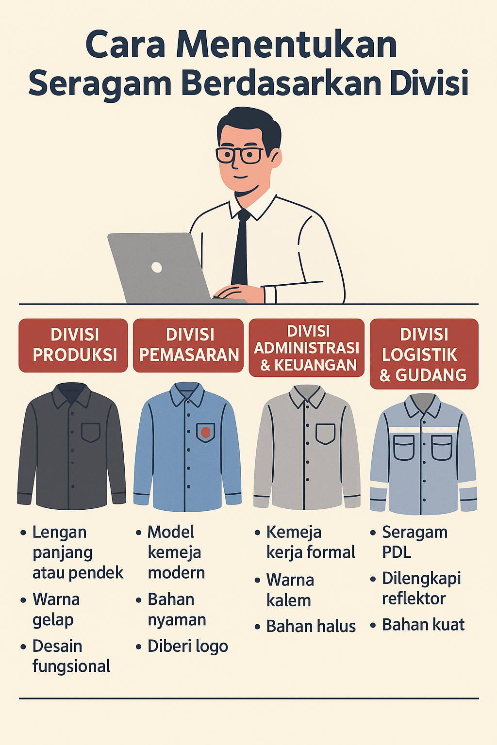 Cara Menentukan Seragam Berdasarkan Divisi